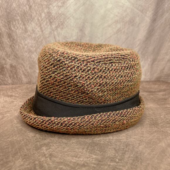 Vintage 60s Cedarbrook Orange Tapestry Derby Bucket Hat Cloche Bow Retro - Picture 8 of 9